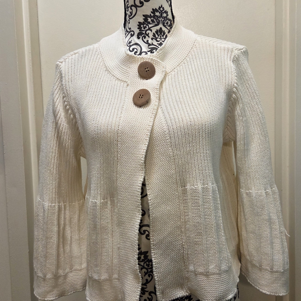 Ruff Hewn Ivory Button-Front Knit Cardigan